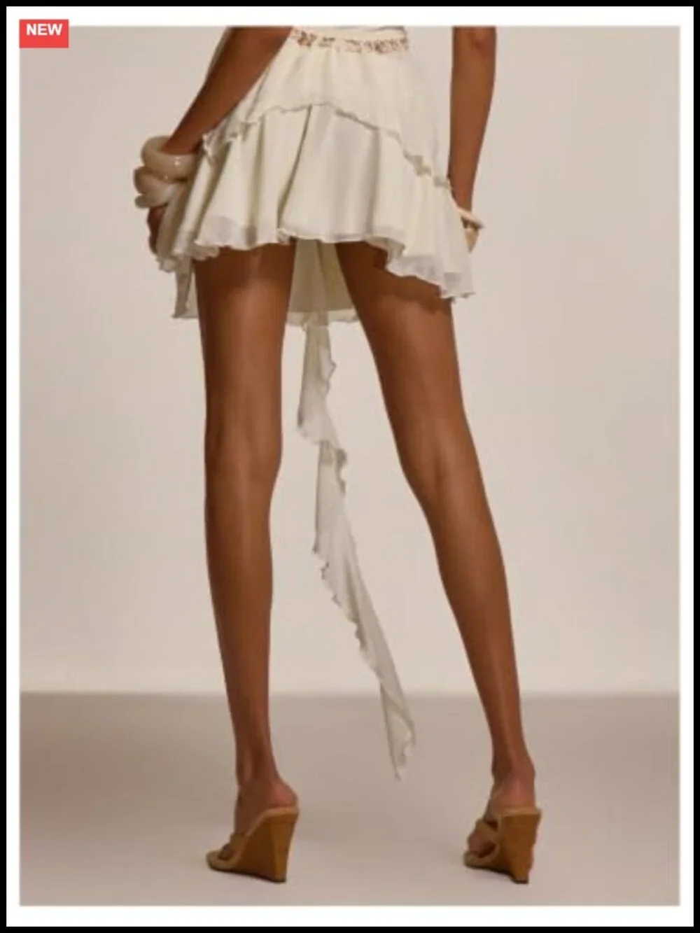 Y2K Chiffon Ruffle Mini Skirt Ruched Asymmetrical Low Rise